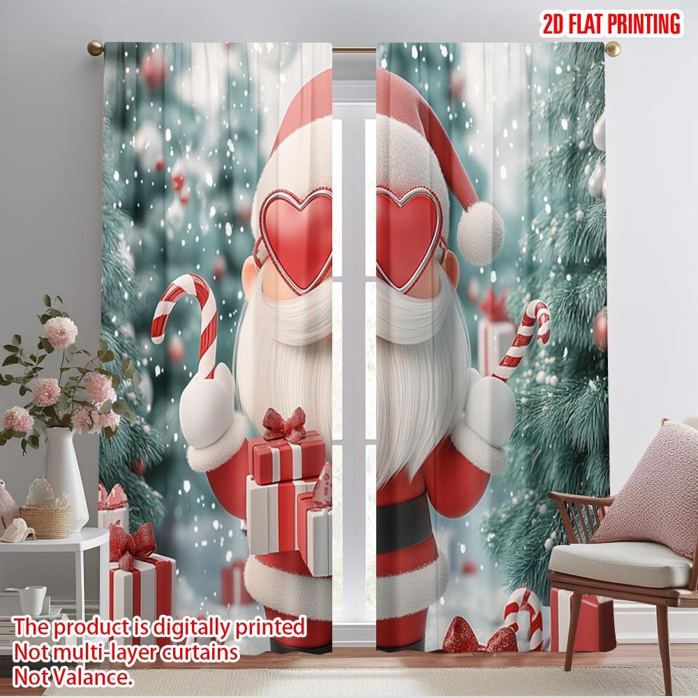 

2pcs,2D plane printing Minimalist Curtains Cute Santa Claus Heart Glasses (3) Polyester (without rod) Gifts Ldeal for Bedroom 52.50×116.00 CM 2pcs