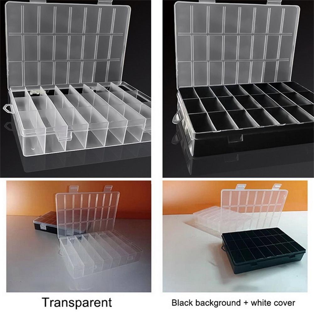 1pc Plastic Storage Box 24 Grids Clear Plastic Organizer Box Compartment Storage Container for Craft, Beads, Jewelry, Items
