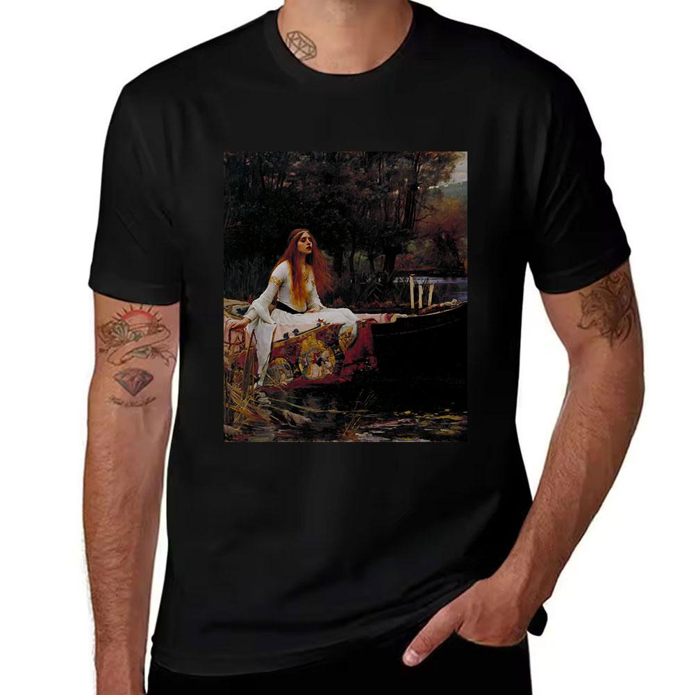 Unisexs Cotton TShirt Dark Anime Style Blue Rose Kanji Print Gothic Aesthetic Casual Tee