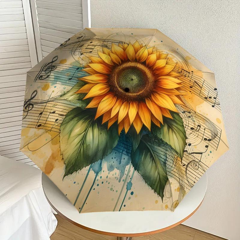

1pc Sunflower Music Notes Artwork Umbrella with Plastic Handle,Suitable for All Seasons Home Travel Outdoor UmbrellaDD1002