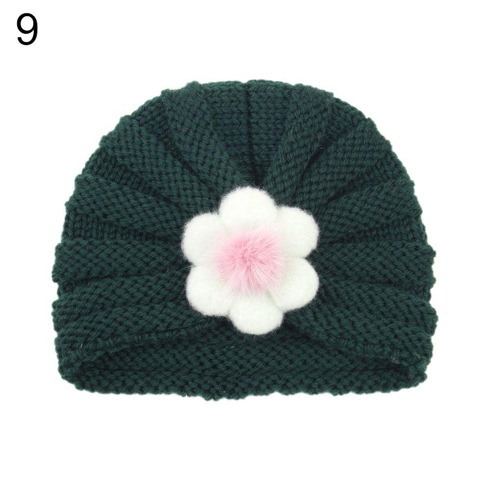 Toddler Outdoor Big Flower Infant Newborn Winter Baby Hat Beanie Cap Knitted Hats Kids Bonnet Hat