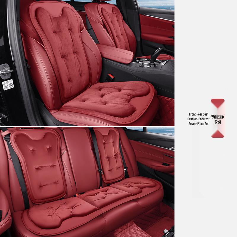 Plush Car Seat Cushion with Backrest - Thickened for Autumn/Winter Warmth