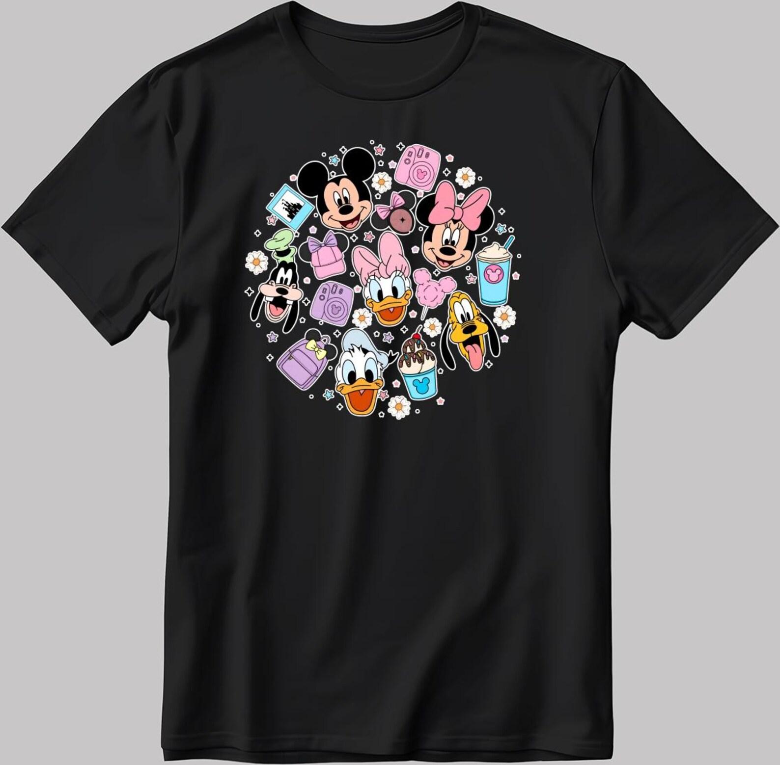 Mickey Minnie Goofy Pluto Donald Daisy Short Sleeve White-Black Men s / Women s T-Shirt DE613 3XL