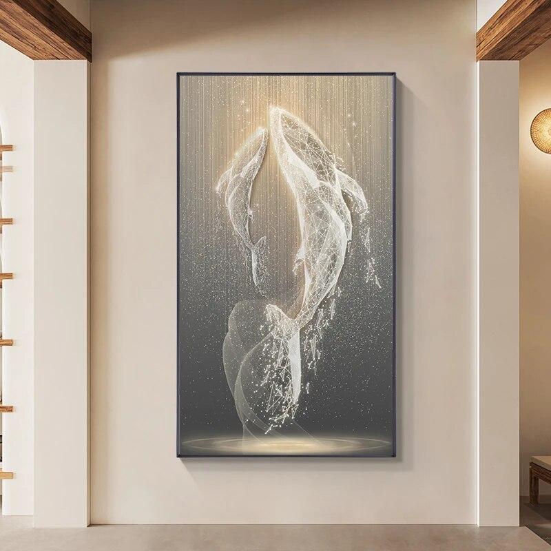 Tablou Abstract Delfin Pânză Print Modern Viață Marină Animal Decor Acasă Living Dormitor Imagini Artă de Perete Postere