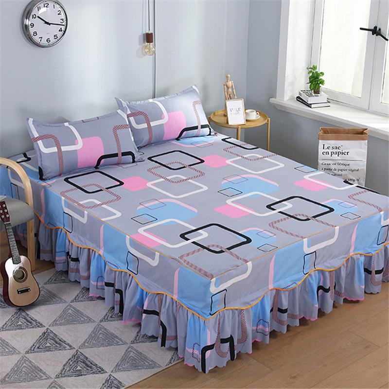 Europäischer Bettüberwurf Polyester Baumwolle Bettröcke Blumen Bunt Bettwäsche 150X200cm Queen Size Heimtextilien