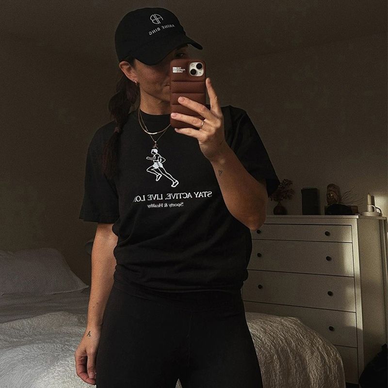 Stay Active, Live Longer Keep Sports Healthy and Long Life American Retro Short Sleeve T-shirt for Women