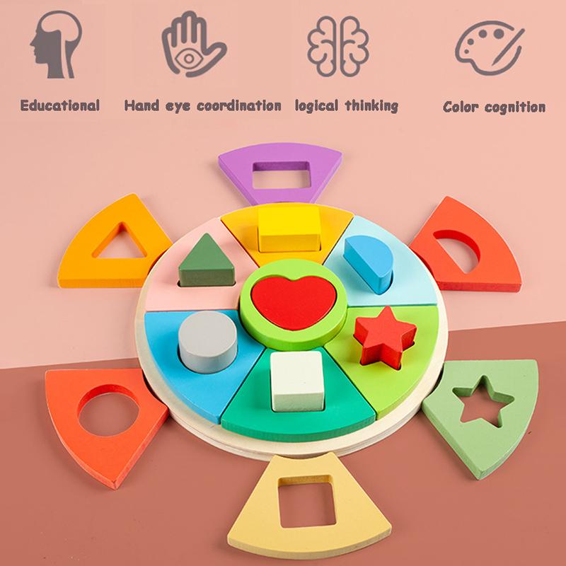 Baby Geometric Shape Matching Puzzle Game Montessori Parish Wooden Toy Color Cognitive Early Educational Sensory Toys for Toddle