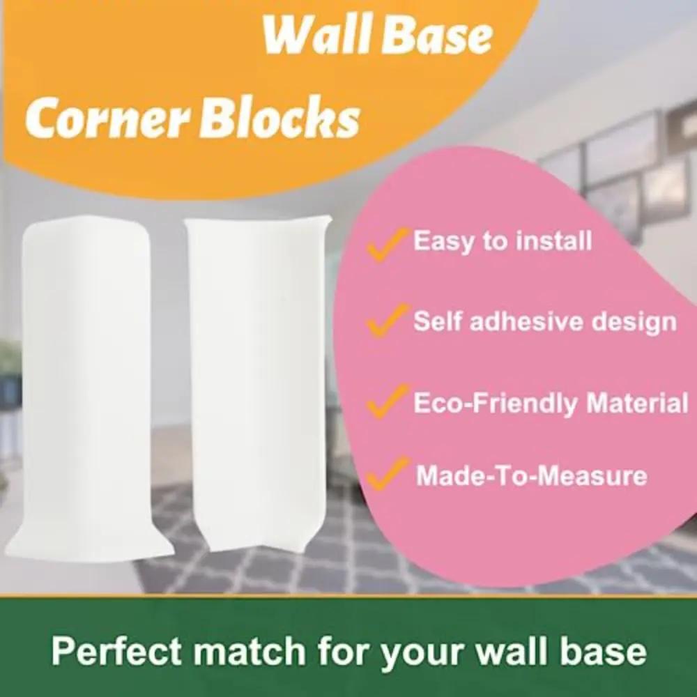 82MM Height Baseboard Corner Blocks Inside and Outside Corners Self Adhesive Wall Base Moulding Trim Connector Skirting Board