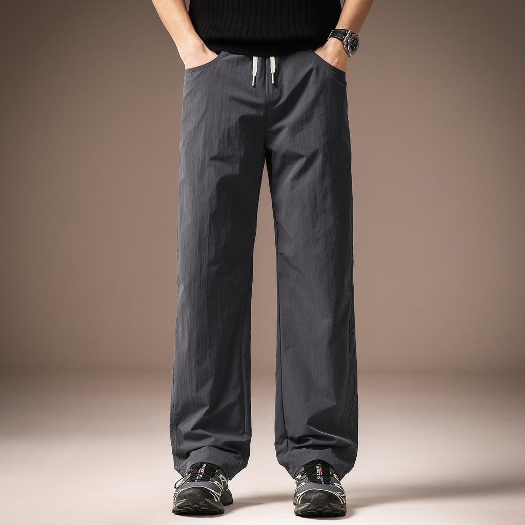 High-end American outdoor cool men's casual pants summer ice silk thin loose straight wide-leg sports trousers men