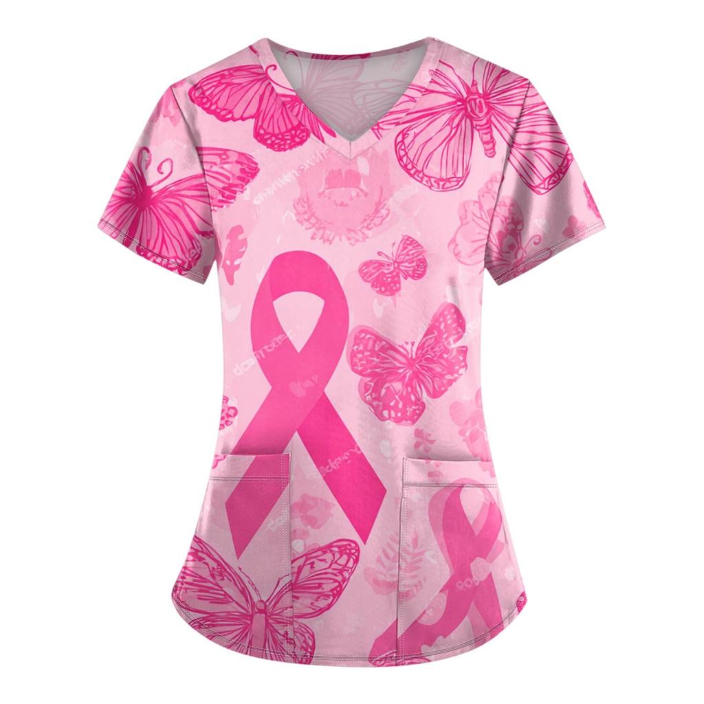 Dámská móda Overal s V výstřihem a krátkým rukávem s kapsami Potištěné topy Oblečení