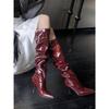 2025 Autumn/Winter Women's Pointed Toe Stiletto Over-the-Knee Boots - European & American Style
