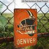 2D Flat Denver Football Helmet City Skyline Metal Sign Sports Wall Decor Durable Aluminum Material Man Cave, Sports Bar, Football Fan Room, Living