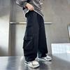 2025 Jongens Casual Herfst Zwarte Rechte Pijpen Broek - Veelzijdig & Trendy