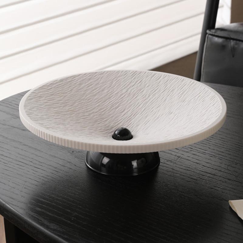 Minimalist Textured Pedestal Fruit Tray Stable Base Elegant Design Perfect For Home Coffee Table Serving Fruits Snacks Desserts
