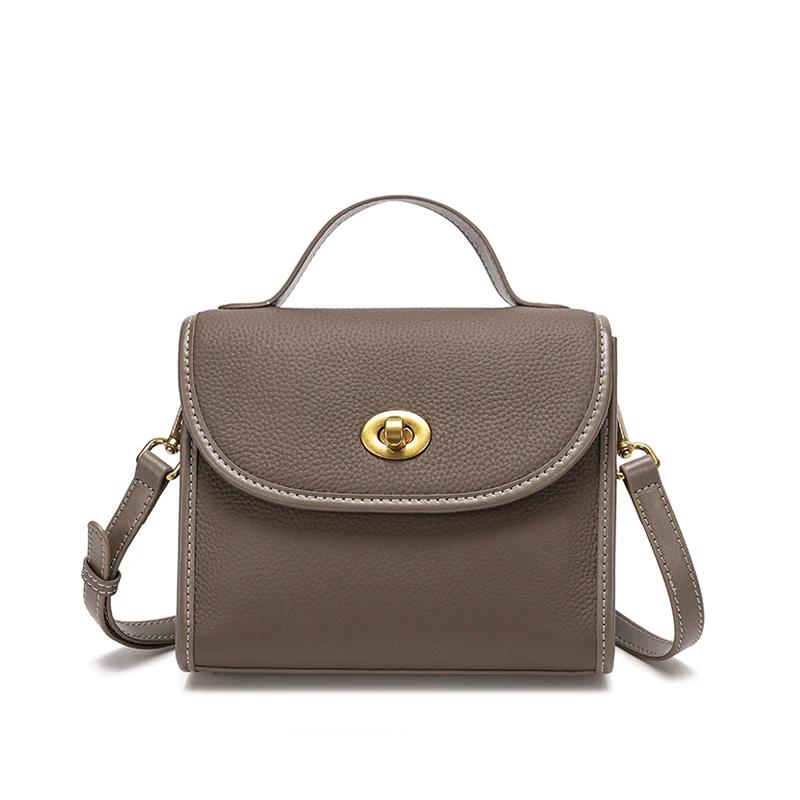 

Woman Cowhide Genuine Leather Bag Women Luxury Retro Small Square Handbag Leisure Single Shoulder Designer Luxury Crossbody Bag 20x7x16cm серый