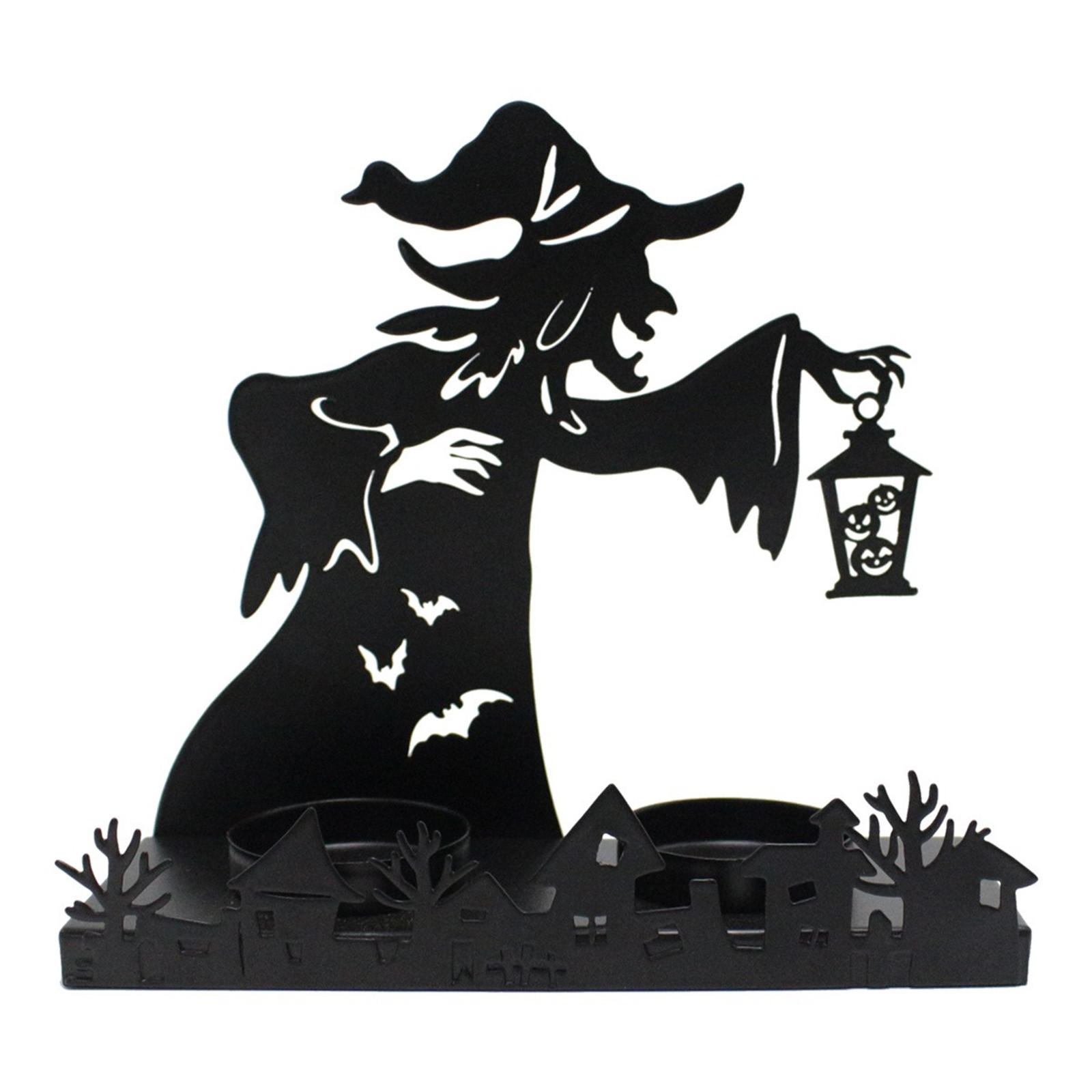 Witch Lamp Candlestick, Interesting Candlestick Ornaments, Horror Halloween Home Iron Candlestick Desktop Decoration чёрный