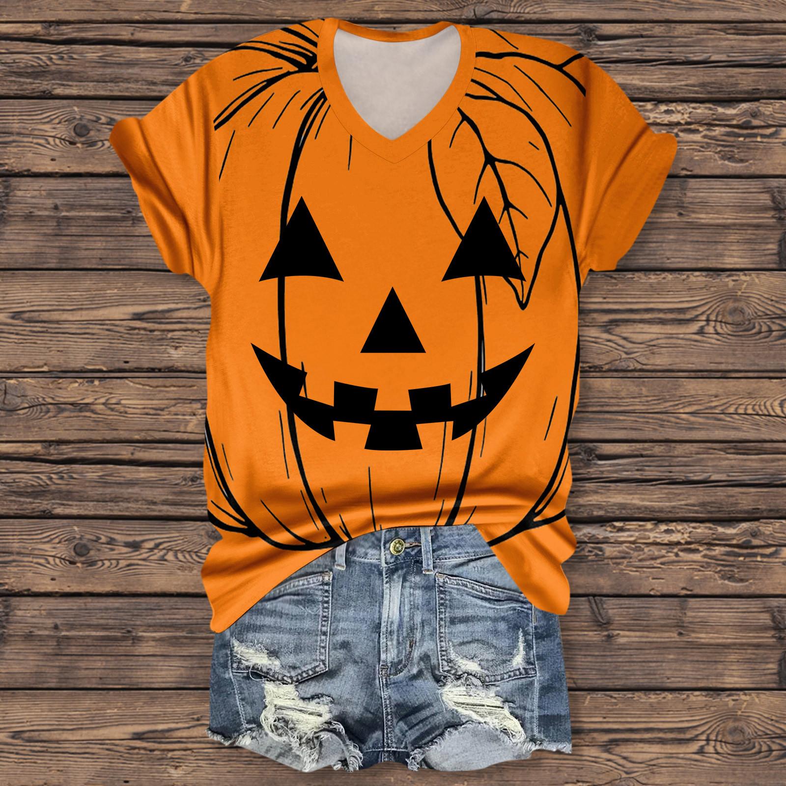 

Женская мода повседневная рубашка с рукавом три четверти и принтом букв на Хэллоуин L