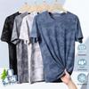 Men T-shirt Round Neck Short Sleeve Regular Fit Tee Shirt Quick-Drying Stretchy Casual Tops Streetwear