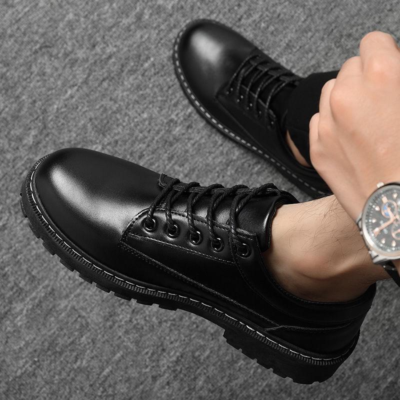 Spring and Summer Leather Shoes Men's Versatile Men's Shoes Casual Shoes Heightening Chef Shoes Black Work Shoes Martin Shoes Men