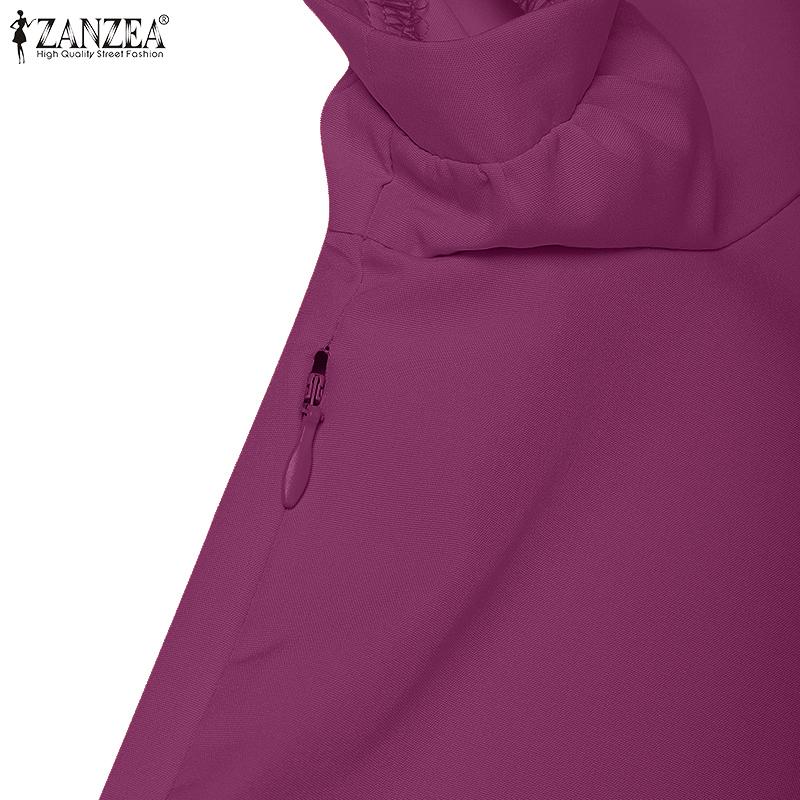 ZANZEA Kobieca Letnia Sukienka Casual z Kwadratowym Dekoltem i Krótkim Rękawem