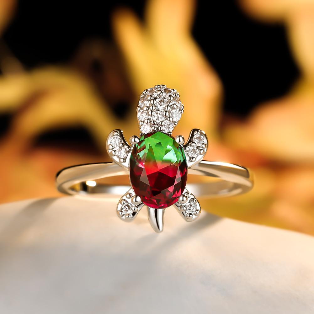 Hot Selling Fashionable White Diamond Turtle Ring Couples Simple Index Finger Ring Accessory