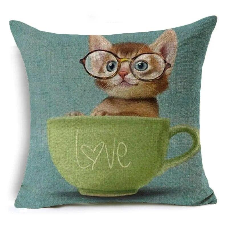 Cute Cartoon Animal Pet Cat Decorative Pillowcase Gift  Sofa Car Office Seat Cushion Cover Bedroom Room Home Decor