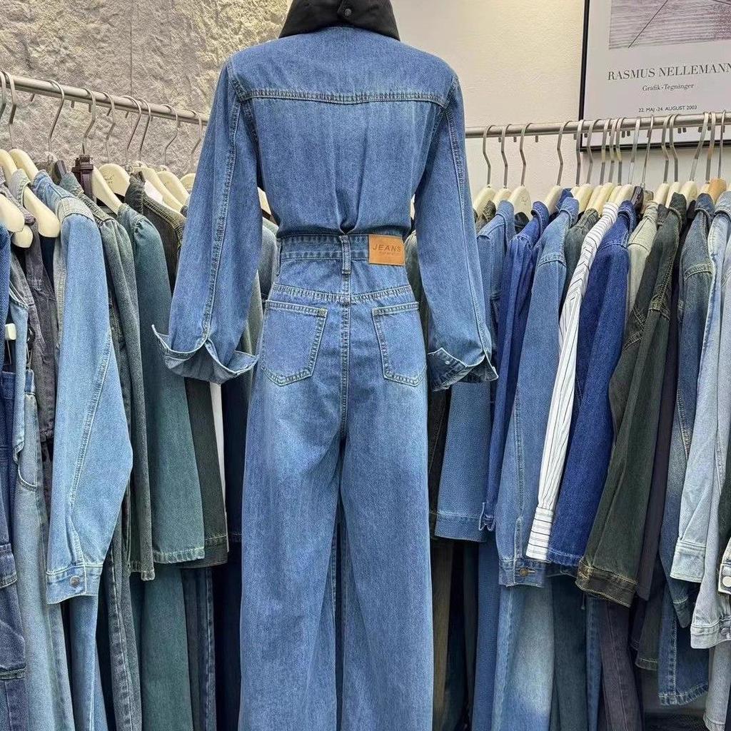 Lässiger Damen-Frühlings-Denim-Jumpsuit mit stilvollem Nischen-Design