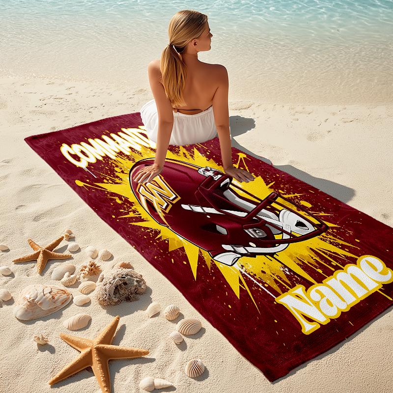 Personalized Kansas City Chiefs Helmet Beach Towel Microfiber Beach Towel Thin Absorbent for Beach Swimming Yoga Bath Sports. 0910363