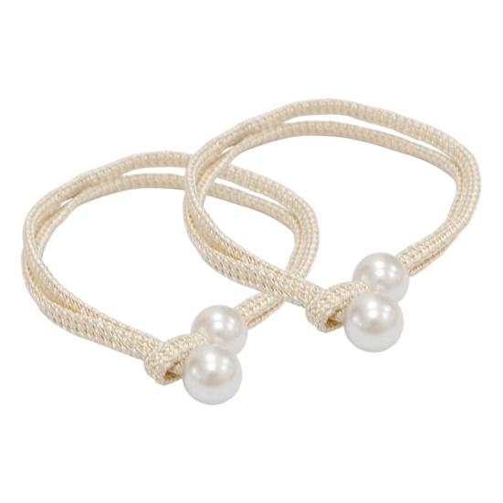 1 Pair Curtain Tiebacks for Drapes, Adjustable Curtain Rope Tie Backs, Faux Pearls Cord Curtain Buckle Holder for Home Hotel Office Window Drapery H