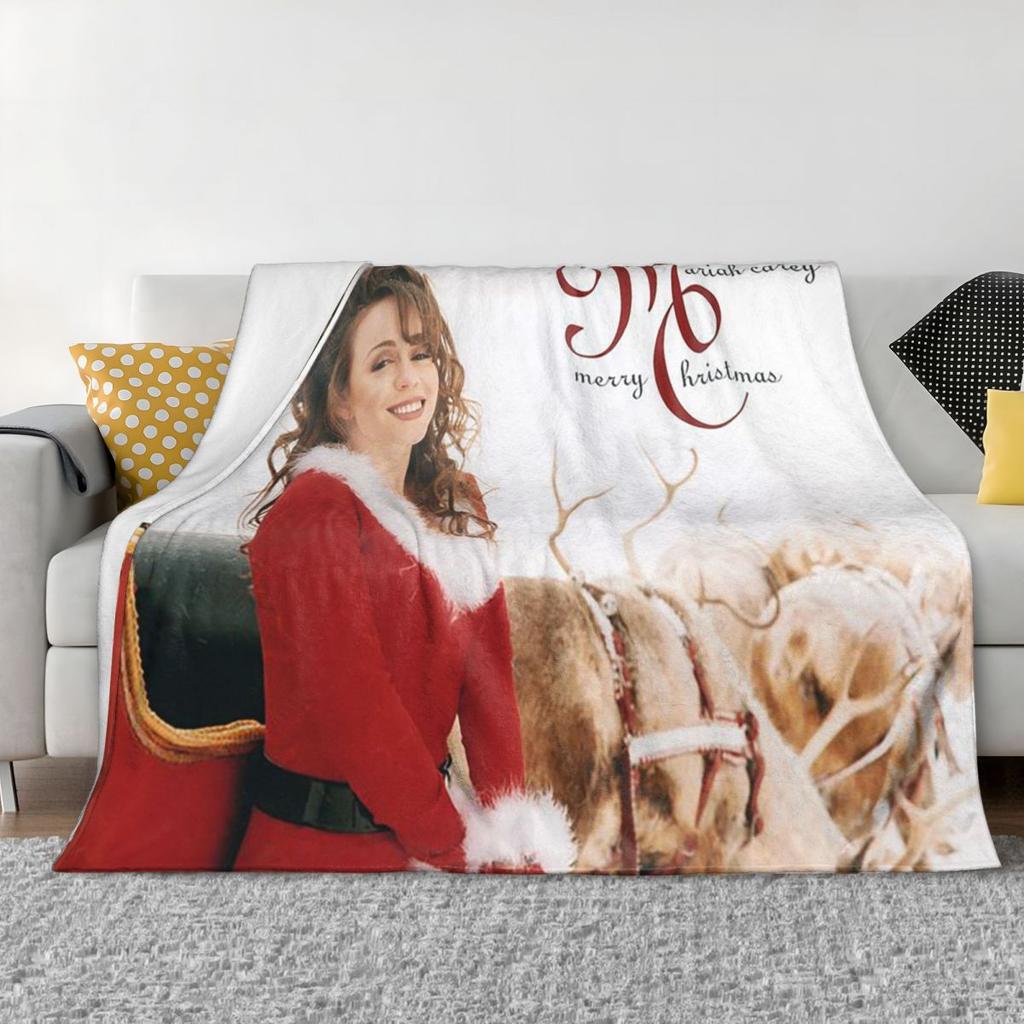 Mariah Carey Singer Christmas Gift Blankets Soft Warm Flannel Throw Blanket Cover for Bed Living Room Picnic Travel Home Sofa