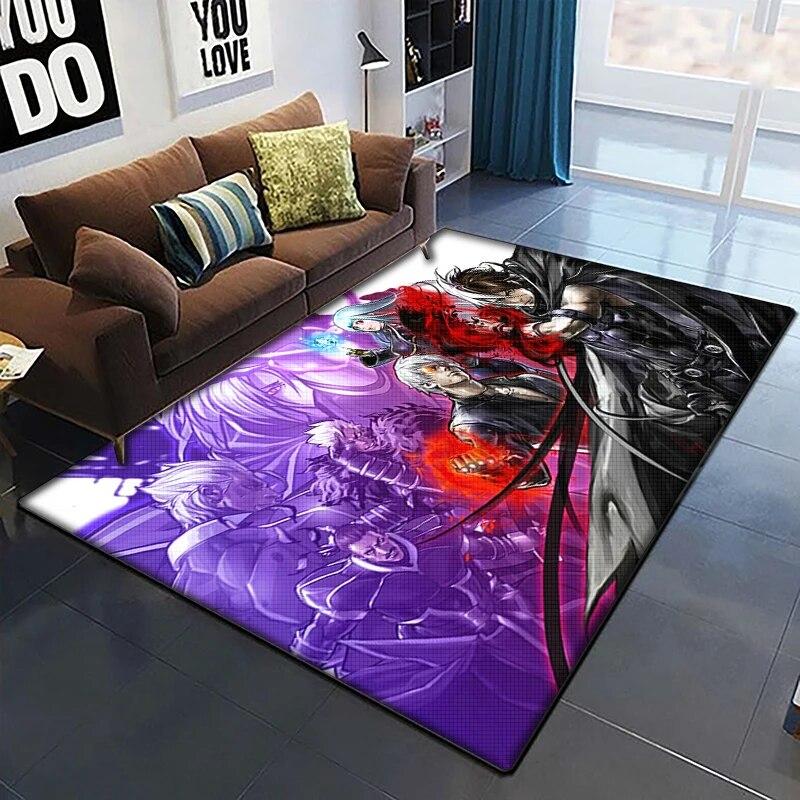 KOF Anime Krásný Malovaný Koberec do Obývacího Pokoje Velký Plošný Koberec Černý Měkký Koberec Domácí Dekorace Podložky Boho Koberce Piknik