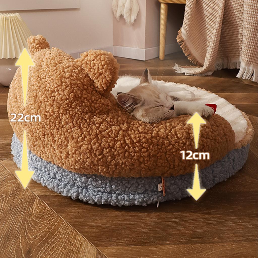 Cat Bed High Backrest All Seasons Hug Design Washable Cozy Cat Warm Pad for Cats Dogs Pets Little Bear