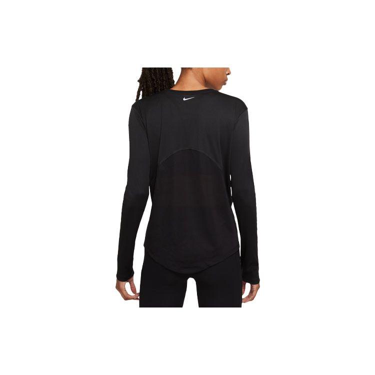 Nike Mesh Splicing Quick-Dry Breathable Sports Long Sleeve T-Shirt Women Tops Black DJ0954-010