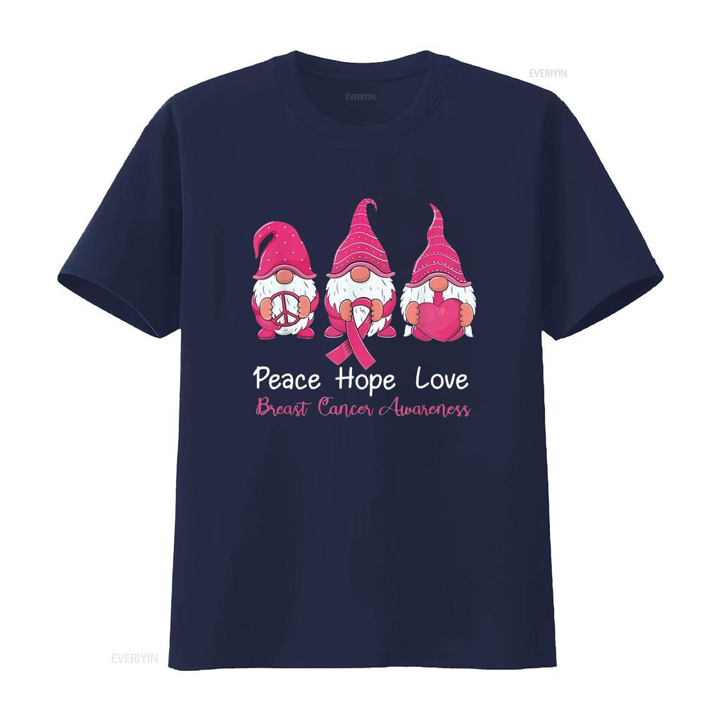 Cute Gnomes Support A Survivor Of Breast Cancer Awareness T Shirt Vintage Washed Casual Breathable Stretched Graphic Versatile