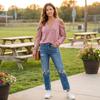 Women's Off-Shoulder V-Neck Long Sleeve Sweatshirt Casual Versatile Top