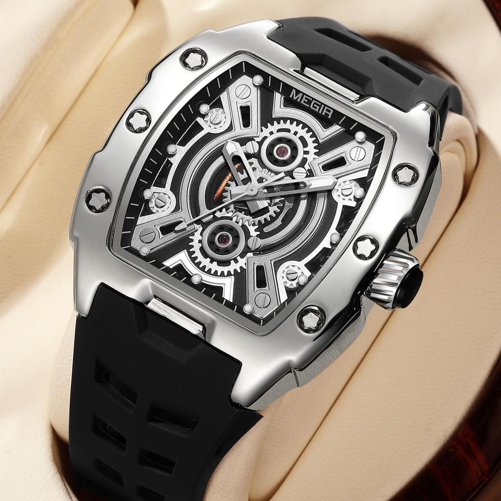 Megir Sportuhren für Herren Wasserdicht Militärische Quarz-Armbanduhr Silikonarmband Großes Zifferblatt Leuchtend Lässige Uhr Uhr Montre Homme 8116