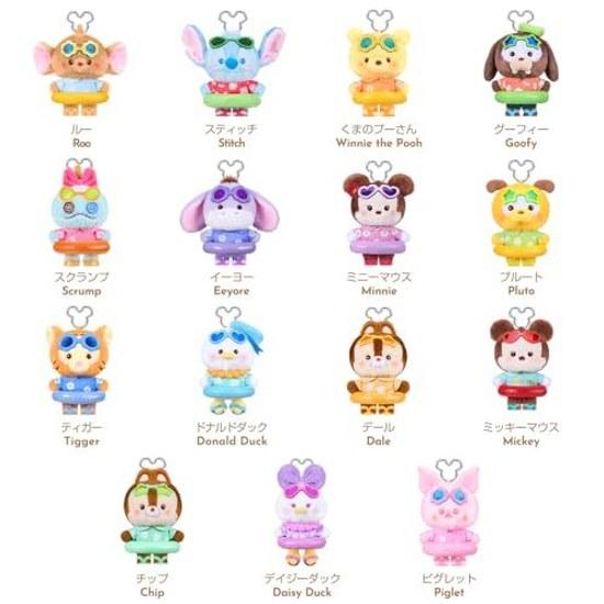 TOP TOY Disney Mickey Family Summer Water Play Plush Series 1 Piece Gacha Blind Box Figure Plastic Model Premium Minnie Stitch Winnie Pooh Character