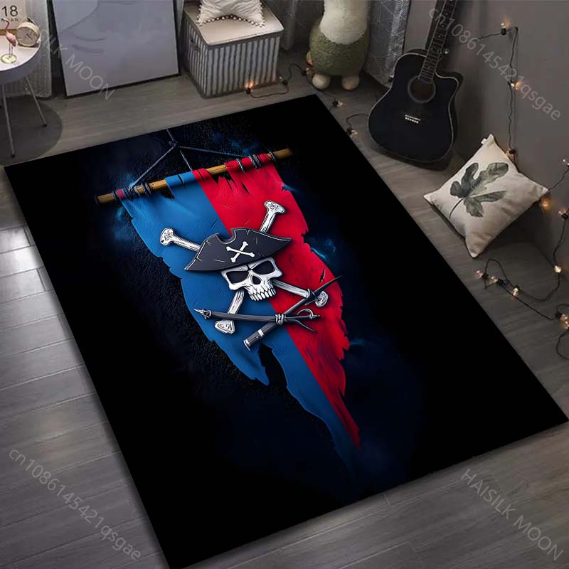 1PC Pirate Flag Print Carpet for Living Room Bedroom Bedside Sofa Floor Mat Modern Home Decor Aisle Corridor Area Rug