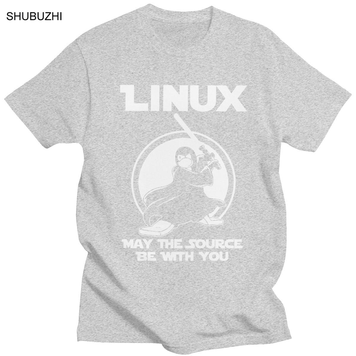 Funny Linux Tshirt Men May The Source Be With You Tshirt Programmer Computer Developer Geek Nerd Shirt Short Sleeve Cotton Tee S