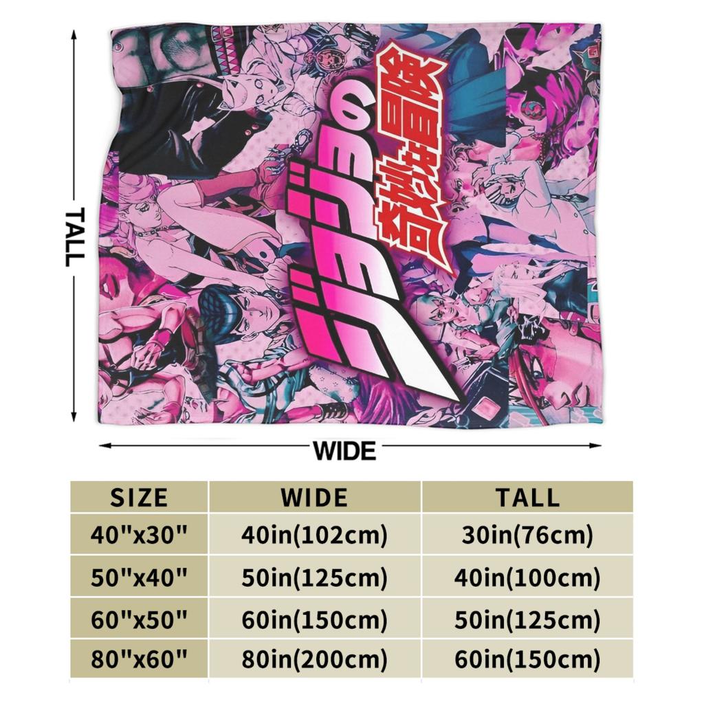 JoJos Bizarre Adventure japan Anime  Merch Blanket Warm Cozy Fluffy  Throw Blankets for Couch Multi-size Throws And Blankets