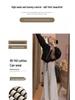 Petite Fleece-Lined Black & White Striped High-Waist Wide-Leg Pants for Women - Autumn/Winter