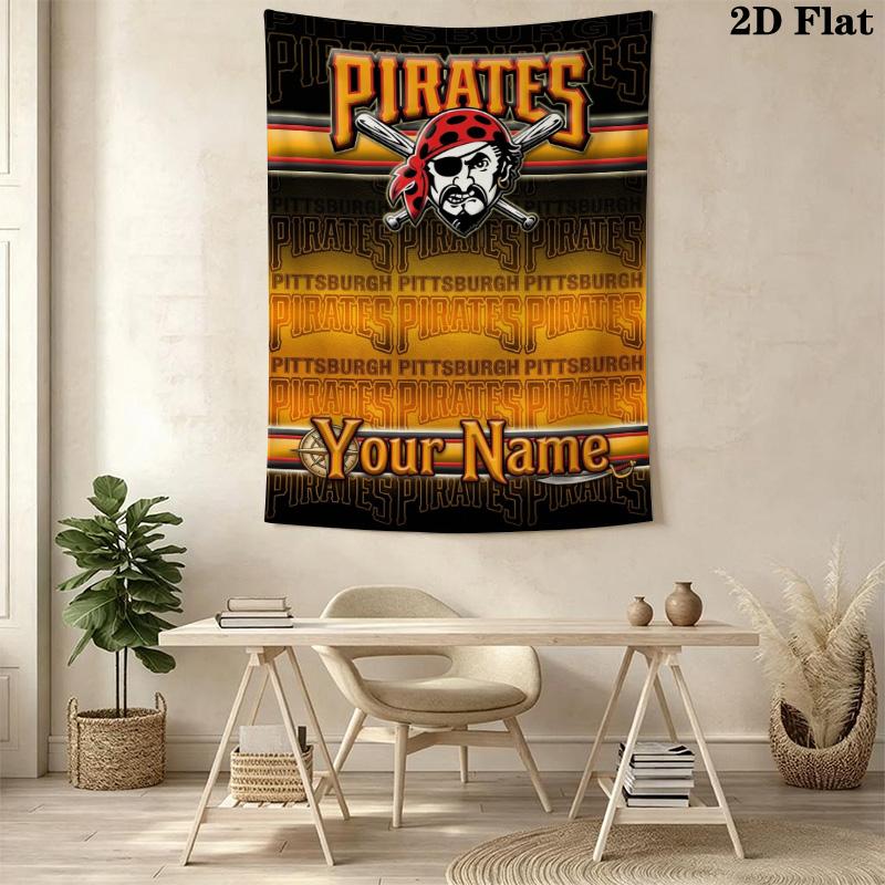 Name Custom Pittsburgh Pirates Wall Tapestry Aesthetic Wall Hanging Printed Fabric Blanket Decorative Tapestries for Bedroom Living Room Home Decor