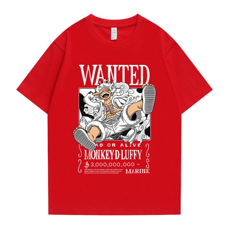 Japanese ONE PIECE Nika Luffy Anime Peripheral Short Sleeve Tops Male Autumn Teen Student Crew Neck T-Shirt Graphic T Shirts