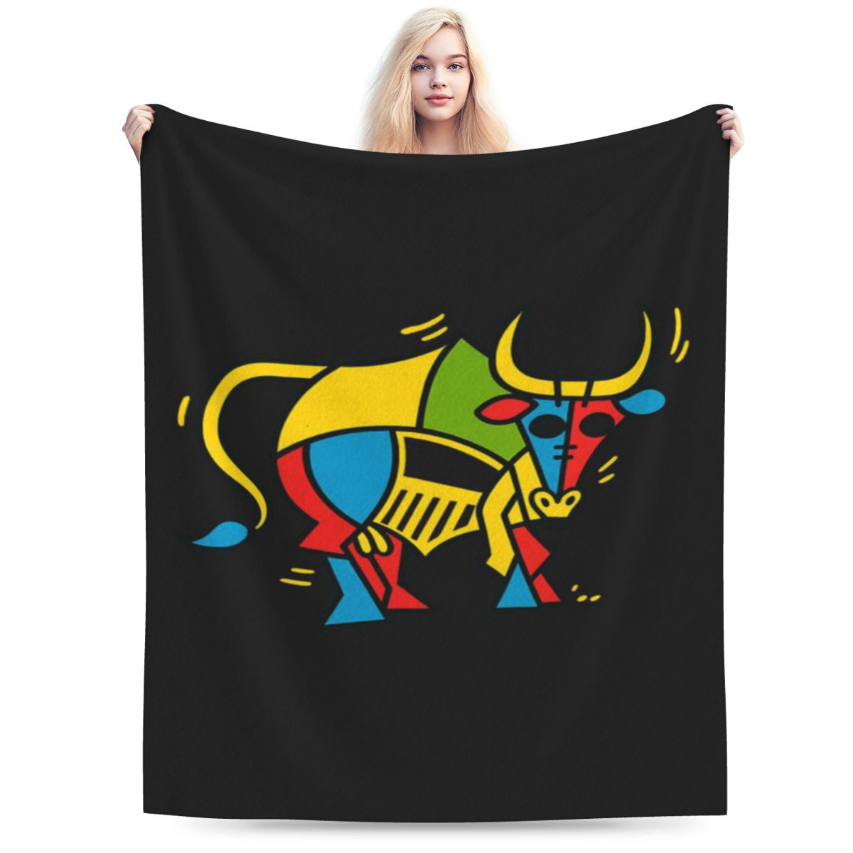 

Colorful Abstract Bull Modern Geometric Art Personalized Comfortable Party An UltraSoft Micro Fleece Blanket 75x100cm 30x40in
