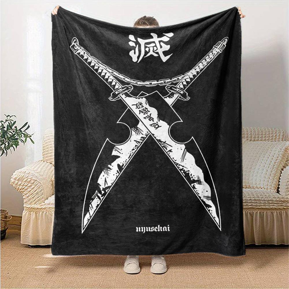 1pc Swords Chain Soft Flannel All Season Throw for Home, Office, Outdoor UseDurable Comfort Soft Warm Throw for Home