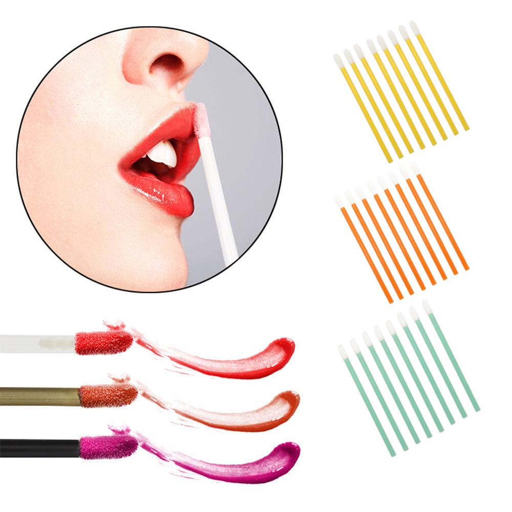 50-Pack Portable Flocked Cotton Lipstick Applicator Brushes with Hollow Handles