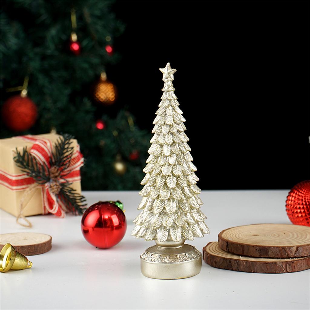 Resin Christmas Tree Decorations Desktop Holiday Ornaments for Home Office and Window Display