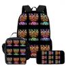Kids School Backpack Lunch Bag Pencil Case Set - Cartoon Print Oxford Fabric Ergonomic Design Elementary Students