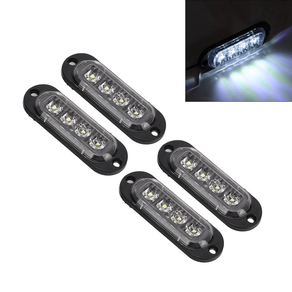 4Pcs Truck Side Lights High Brightness 3000K IP65 Waterproof LEDs Easy Installation Truck Emergency Flash Light 12‑24V