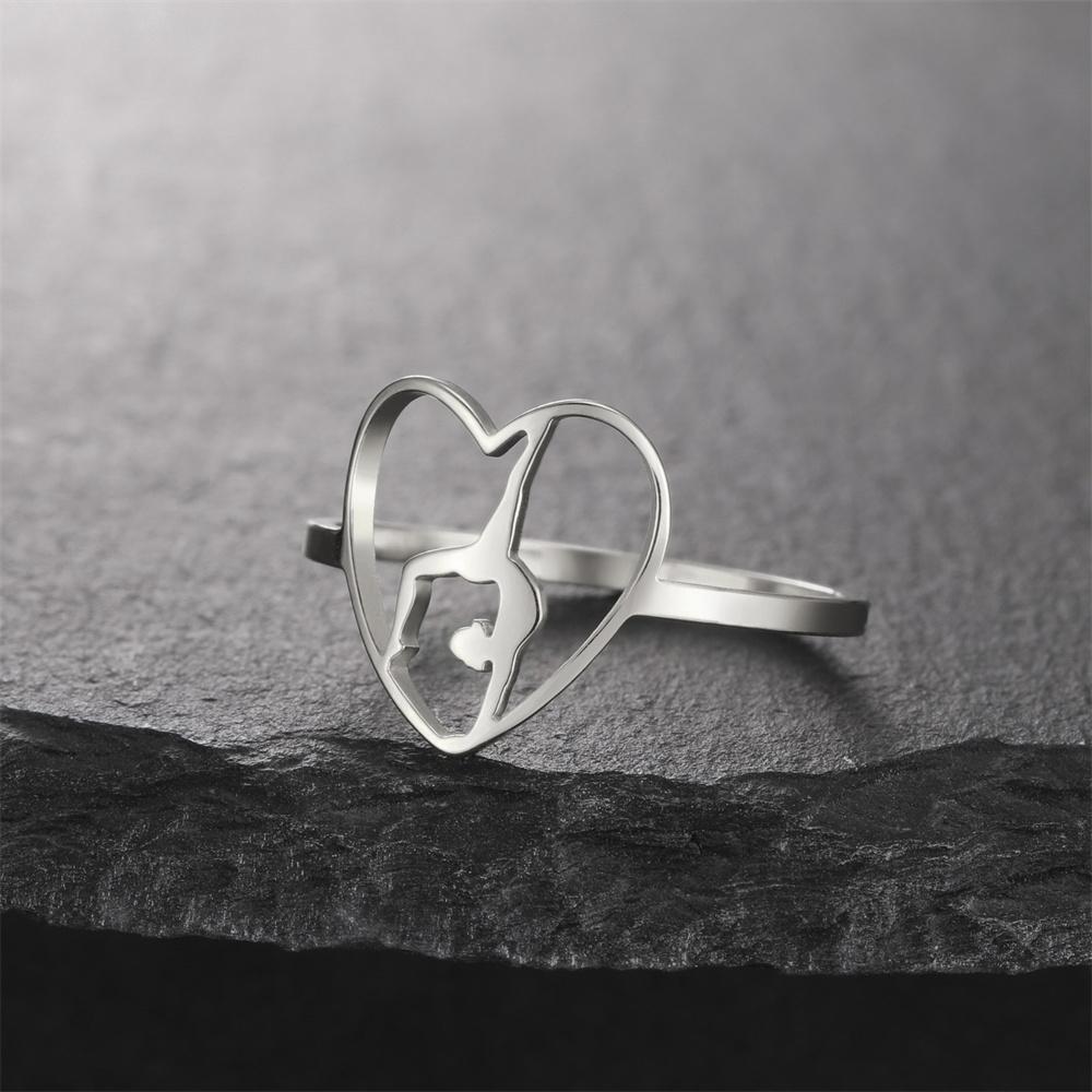 My Shape Gymnastics Girl Rings for Women Stainless Steel Artistic Gymnast Sports Ballerina Dancing Girls Finger Rings Jewelry
